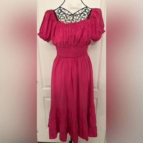 Dresses & Skirts - Elegant Pink Dress with Smocked Waist